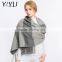 women elegant soft color block tassel hem wool cashmere wrap shawl