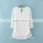 Elegant White Basic Woman Blouse Fashion Sheer Crochet Lace Blouse 2015