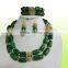 Hot selling!!! your own styles by 2 rows green coral jewelry set