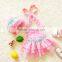 Lace Bowknot Bikini Style Siamese Dress Baby Swimsuit with Hat
