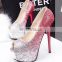 Hot Selling Gradient Sequined Waterproof High Heels Shoes,Mature Women Sexy Heels,Fashion Bling Wedding Shoes