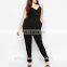 Wholesale New Design Women Strappy Plunge Front Black Jumpsuit In Plus Size