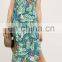 OEM custom fashion chiffon long sleeves dress floral print strap design China  2016