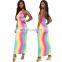 2020 New Fashion Sleeveless Rainbow Printing Dress for Summer Cheap Wholesale