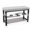 Customized Shoe Rack Storage Organizer Tower Shelf Faux Linen Metal Grey Custom Top Light Power Living Room