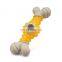 straw and PU sustainable material dog toy bone tooth grinding pet toys with double layers