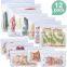 Food-grade reusable silicone food storage bags for sandwich, liquid, snack, meat, vegetable