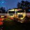 Motorized retractable PVC pergola foldable roof canopy awning shade waterproof with LED lights