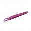 Professional precise eyelash grafting tweezers Planting eyelash clip Purple straight head elbow eyelash clip Cute eyelash tool sticker