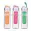 Plastic fruit infuser water bottle portable