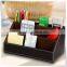 Home Offfice Leather Multi-function Desk Stationery black faux leather desk organizer Storage Box