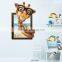 ALFOREVER cute giraffe 3D PVC new arrival hot selling broken mirror wall decals