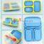 Chinese hot sale take away folding bento 3 compartment silicone kids lunch box