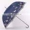 23 Inch Stick Crook Handle Silk Print Lady Umbrellas
