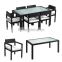 Strong aluminum outdoor banquet dining table and rattan dining chair with cushion set