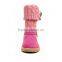 2016 New Fancy Children Knit Boots Shoes with Decorative Flower at Side