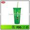 promotional insulated double wall 24 oz plastic tumbler with straw