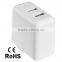 17W 5V/3.4A Dual USB Ports High-Speed AC Wall Charger With Foldable Prong