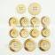 Fancy High Quality 4 Holes Burning Wood Button with Logo Figure Engraved on