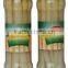 Green asparagus spears in glass jar