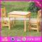 2016 new design natural solid wooden children table and chairs W08G172
