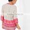 women's rayon print and contrast fabric blouse