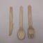 3 Pieces Wooden Cutlery,Contains Fork,Spoon and Knife,Made of Birch