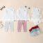 Baby Spring Autumn Clothing Infant Baby Solid Color Tops shirt Long Pants 2Pcs clothes Set Ribbed striped Tracksuit Outfit