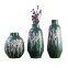 Dark Green Hand Carve Irregular Line Creative Ceramic Flower Vase Pot For Plant Decor
