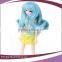 blue curly synthetic small doll bjd hair wig