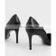 Ladies latest fashion handmade ankle wrap heels snake print pointed toe sandals shoes