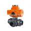 IP68 Waterproof 1 inch 220V Watertight Double Union PVC Three Way Electric Motorized Electric Ball Valve plastic ball valve