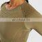 New Women Hollow Elastic Tight Short Fitness Gym Sports Seamless Yoga Long-Sleeved Yoga Tops