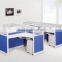 4 seaters office workstation with 30mm thickness partition with glass