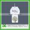 Custom delicate plastic hang tag with hook and wax cord for garments