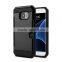 2016 new generation brushed metal hybrid smart case for Samsung Galaxy S7 shockproof phone cover with credit card slot