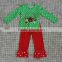 Christmas tree embroidery polka dot long sleeve wholesale baby girls cotton Christmas day boutique outfits