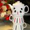 Zakka Japanese cartoon panda deer elephant rabit head ceramic three-piece set tea set with 1 cattele and 2 mug