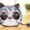lovely 3D solid animal meow star cat husky dog panda owl face plush small money change handbag wallet with tail