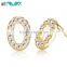 Fashionable number stud earrings silver 925