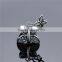 S034 Globalwin Silver Jewelry Antique Silver Blue Zircons Paved Butterly Charm Dangling Shiny Silver Charm