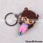 Bear shaped rubber keychains wholesale, cheap keychains in bulk