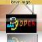 New design led open sign /acrylic led resin sign , Flash RGB light with remote .12V/1A