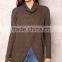 MGOO Handmade Sweaters For Girl Brown Asymmetric High Neck Overlay Tops Long Sleeves Fashion Winter Tops