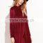 Red Velvet Backless Long Sleeve Shift Dress 100% Cotton Casual Sexy Back Hole Dress