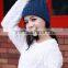 fashion cable knitting pattern big fur pompoms women winter hat