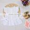 Lovely design wholesale Flutter sleeve cotton clothes plain white baby girl top