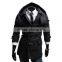 Hot sale cotton and polyester mixed stand collar with hat black and gray 4 size for choice woolen men coat clothing