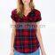Adorable Dolled up Short Sleeve Plaid Shirts Latest Shirt Designs for Women