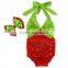 Hot sale infant baby rompers light green bows red sequin rompers